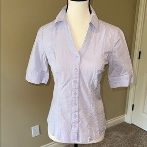 Reitmans Shirt Purple Fitted Button Down Short Sleeve with Collar Women's Sz 7